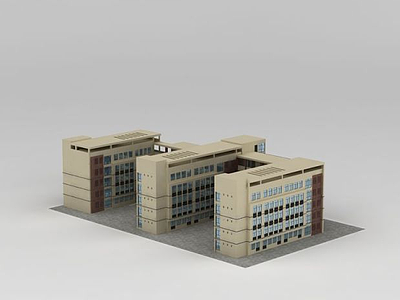 3d现代学校教学楼模型