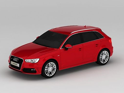 奧迪A3紅色汽車3d模型