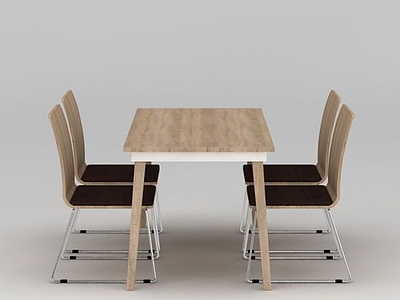 现代简约实木餐桌椅模型3d模型