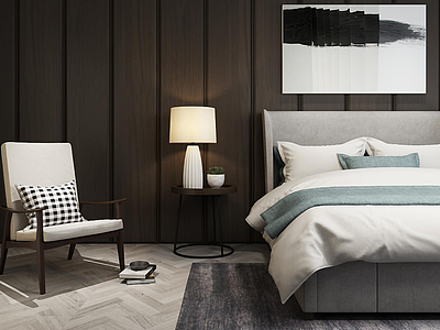 时尚简约卧室家具组合模型3d模型