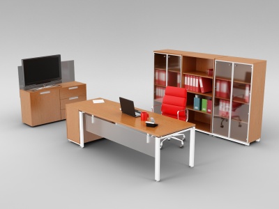 3d现代办公室办公桌椅组合模型
