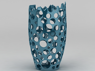 北欧蓝色镂空装饰花瓶模型3d模型