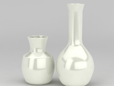 现代白色玻璃钢花瓶摆件模型3d模型