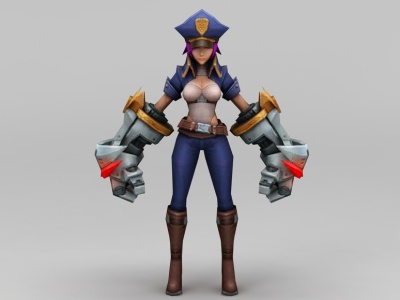 3d召唤师联盟钢拳女警游戏角色模型