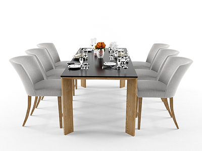 北欧时尚简约餐桌椅组合3d模型