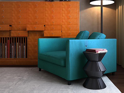 3d现代时尚休闲沙发边柜组合模型
