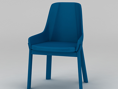 3d北欧蓝色实木椅子模型
