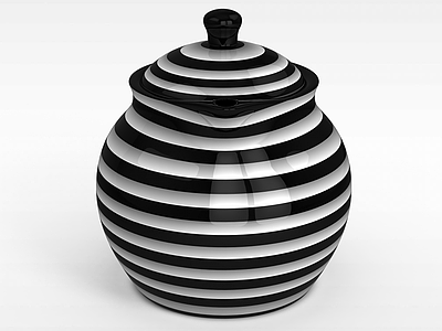 现代条纹陶瓷茶壶模型3d模型