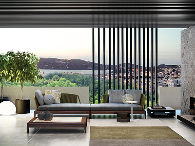 3d现代休闲客厅沙发茶几组合模型