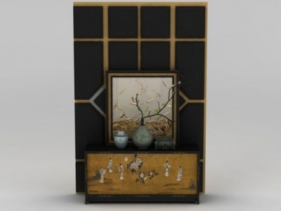 中式实木装饰柜储物柜模型3d模型