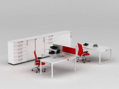 3d现代简约办公桌椅模型