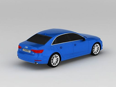 藍色奧迪A4汽車3d模型