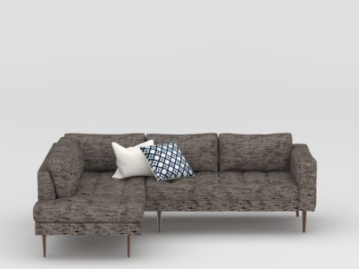 3d北欧咖啡色布艺沙发模型