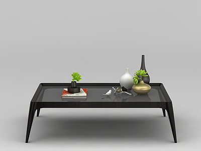 3d中式家具黑色茶几模型