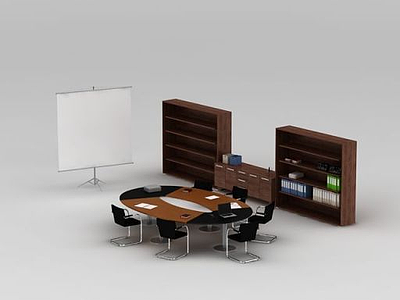 公司会议室桌椅家具组合模型