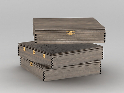 3d褐色实木盒子免费模型