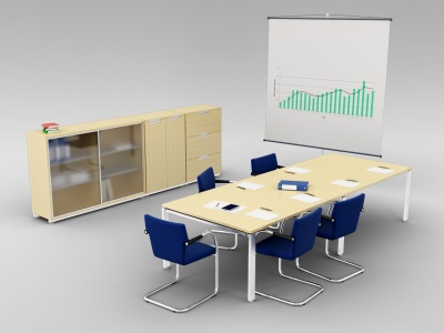 现代会议室桌椅家具组合模型3d模型