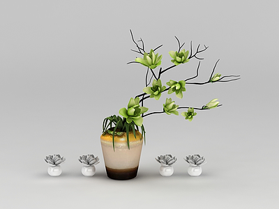 3d室内绿植花瓶摆件模型