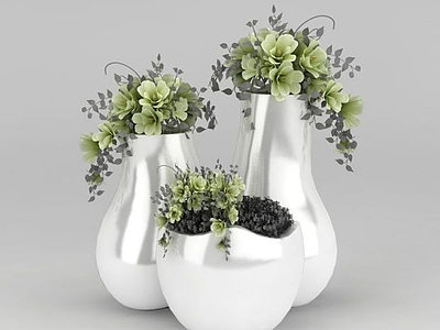 3d现代玻璃钢花瓶装饰品模型