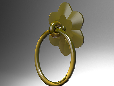 3d中式铜环门拉手模型
