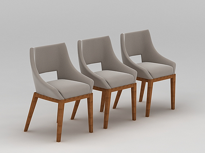 3d现代灰色实木休闲椅免费模型