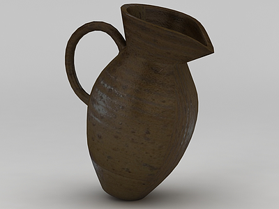 3d古代陶器尖底彩陶瓶模型