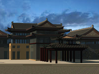 3d中式建筑大楼模型