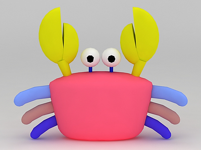 3d儿童玩具玩偶彩色小螃蟹免费模型