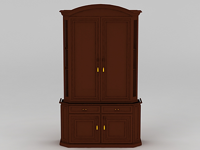 3d现代实木储物柜酒柜免费模型