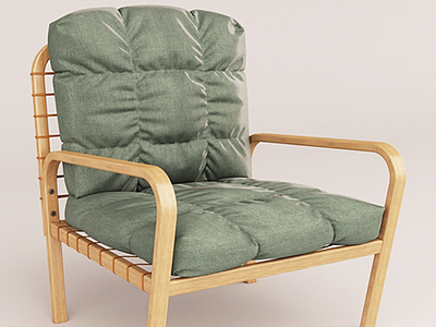 3d时尚实木软包休闲椅模型