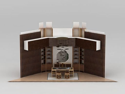 新中式书房家具组合模型3d模型