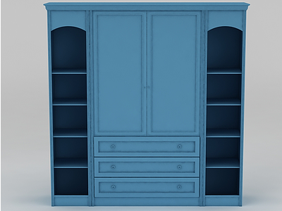 3d现代蓝色储物柜酒柜免费模型