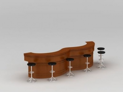 3d吧台高脚凳桌椅组合模型