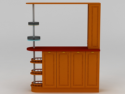 3d现代拼色实木边柜酒柜模型