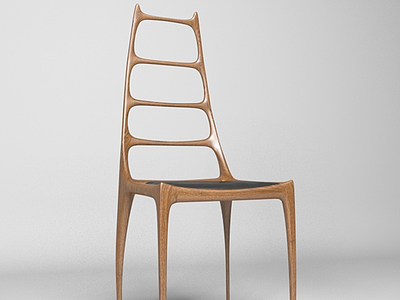 极简主义实木椅子3d模型