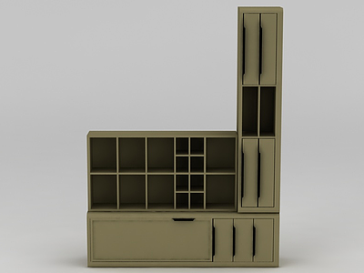 3d现代大型门厅柜酒柜免费模型