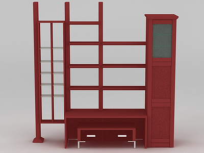 大型红色储物柜模型3d模型