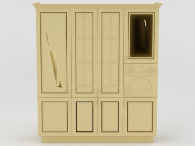 3d现代实木边柜储物柜模型
