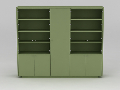 现代绿色实木酒柜储物柜模型3d模型