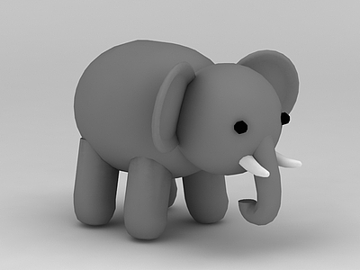 儿童玩具玩偶灰色小象模型3d模型