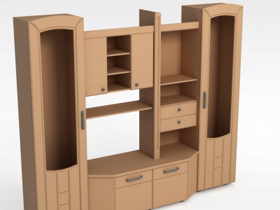 3d实木电视柜酒柜模型