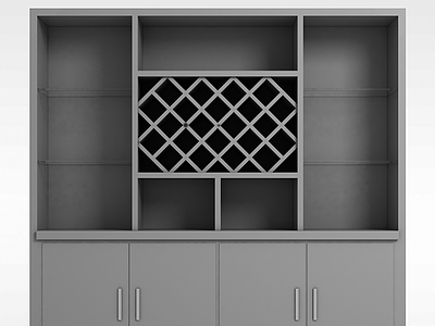3d灰色实木酒柜模型