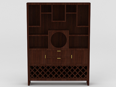 中式实木酒柜模型3d模型