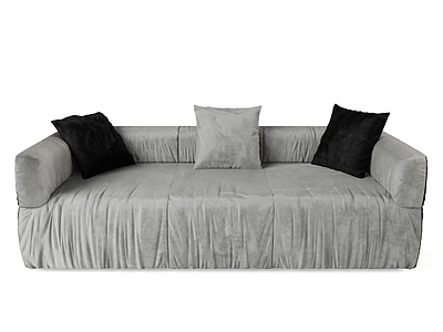 3d现代灰色布艺沙发床模型