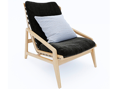 北欧实木休闲椅子模型3d模型
