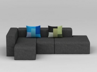 现代灰色布艺沙发3d模型