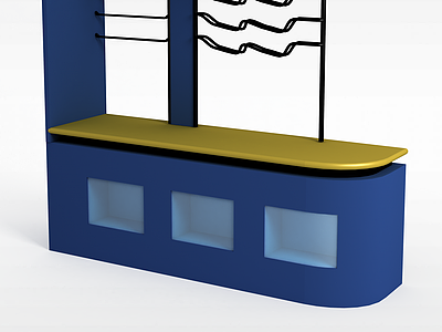 现代蓝色边柜酒柜模型3d模型