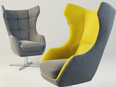 3d现代软包布艺休闲椅子模型