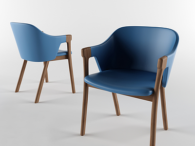 3d现代蓝色休闲椅模型