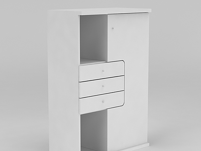 现代白色实木衣柜衣橱模型3d模型